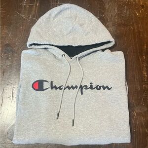 Champion Light Gray Hoodie with Logo